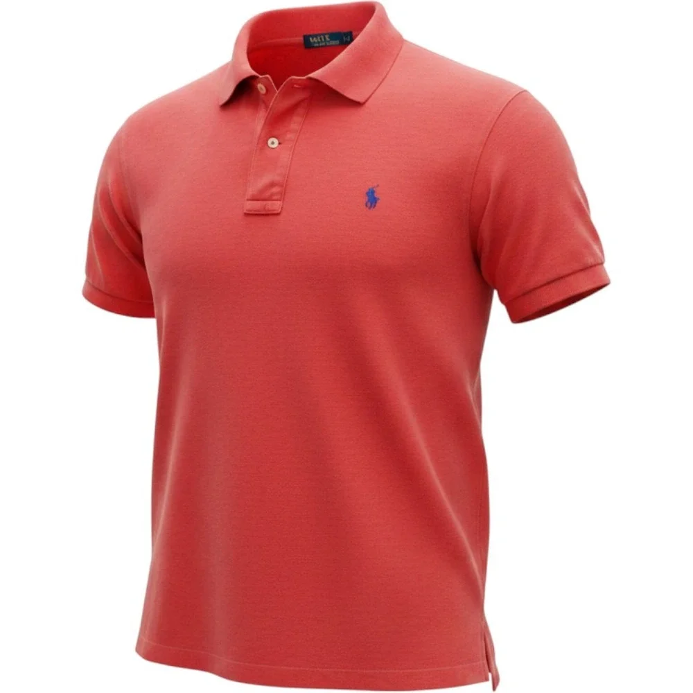 Polo Ralph Lauren Red Pique Polo Shirt Mens 3XB Big Blue Pony Logo Short Sleeve